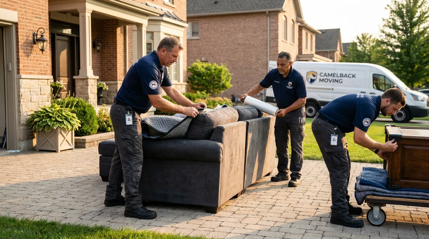 Large estate moving crew wrapping furniture in Dane, WI